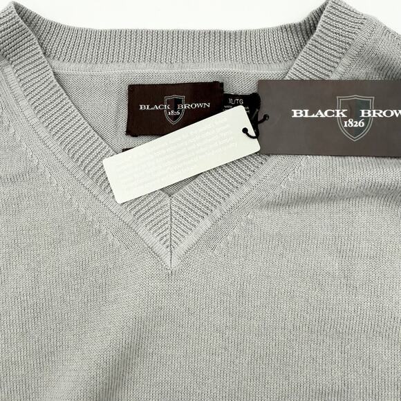 Black Brown 1826 Supima Cotton V-Neck Sweater XL Shark Grey NWT - Picture 7 of 8